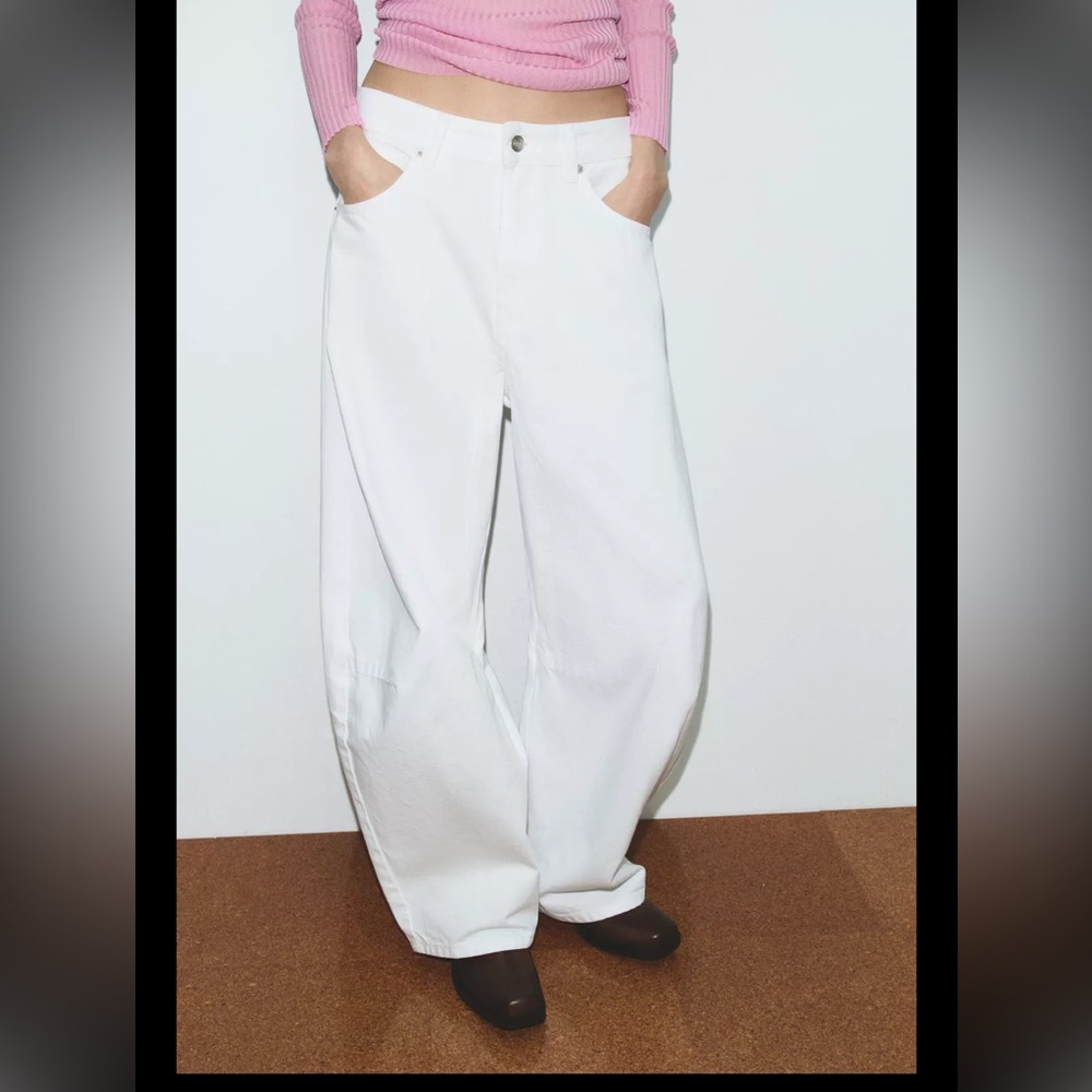 Zara White Wide-Leg Jeans
